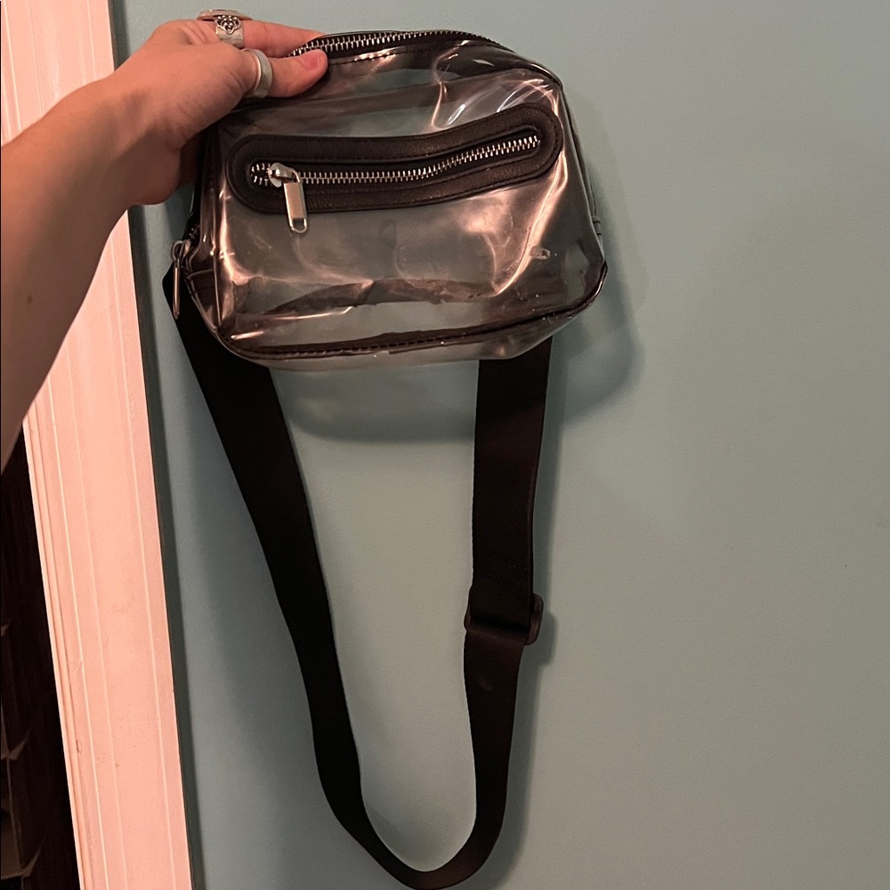 Chic Transparent Crossbody Bag with Black Strap